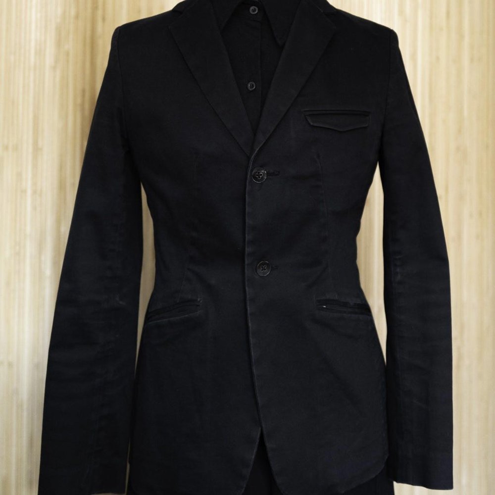45rpm Black Pointed Collar Blazer
